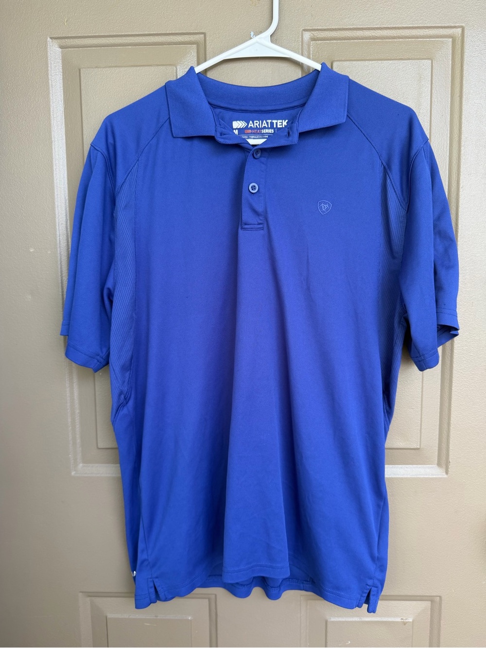 AriatTEK Mens Medium Heat Series Short Sleeve
Blue Performance Golf Polo Shirt